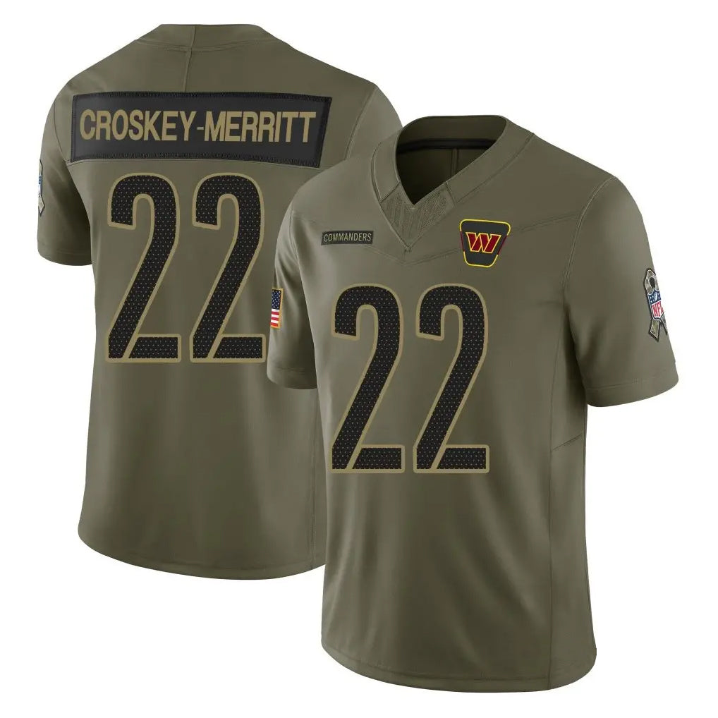 W.Commanders #22 Jacory Croskey-Merritt Player Olive Salute To Service Limited Football Jerseys