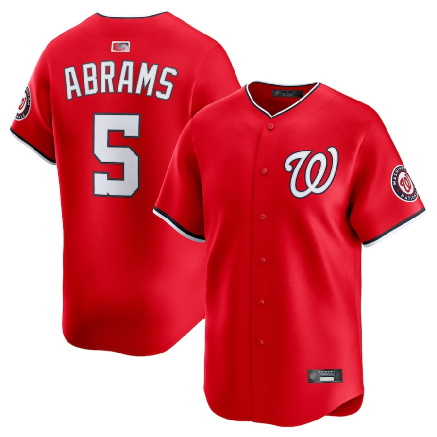 W.Nationals #5 CJ Abrams Player Red Limited Baseball Jerseys