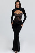 black lace maxi dress + bolero