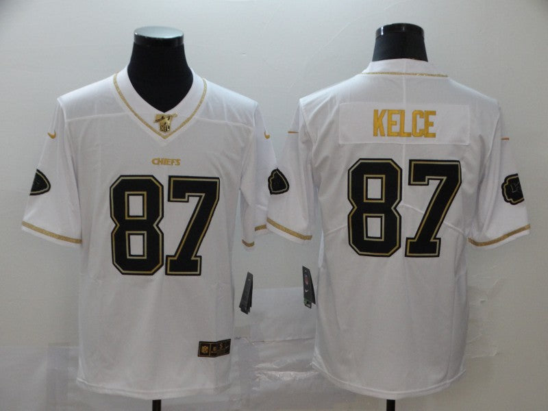 Men's Kansas City Chiefs Travis Kelce #87 White Player Game Jersey1