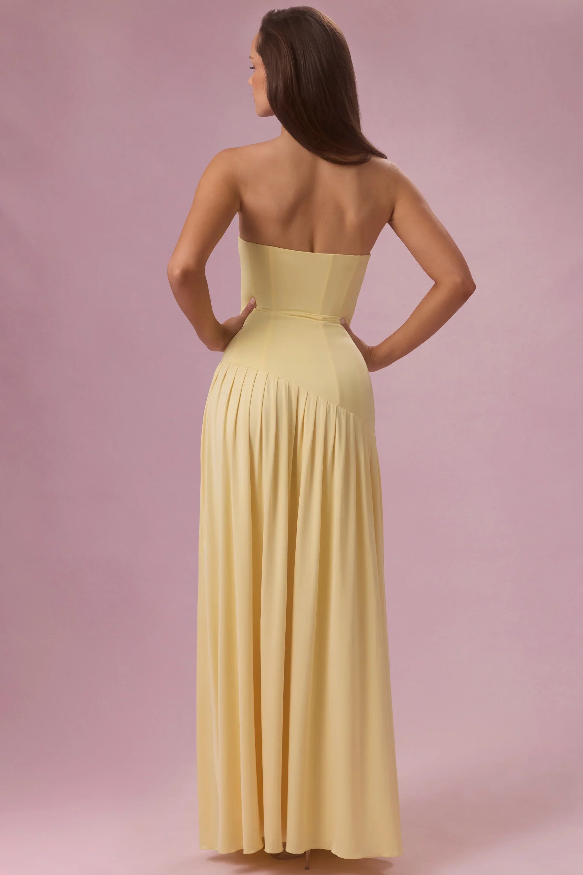 Jersey Strapless Gown in Butter Yellow