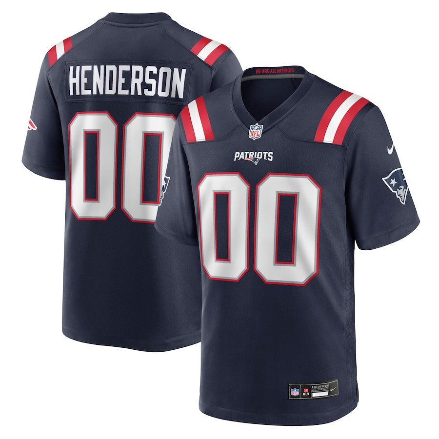 New England Patriots TreVeyon Henderson Nike Navy 2025 NFL Draft Game Jersey