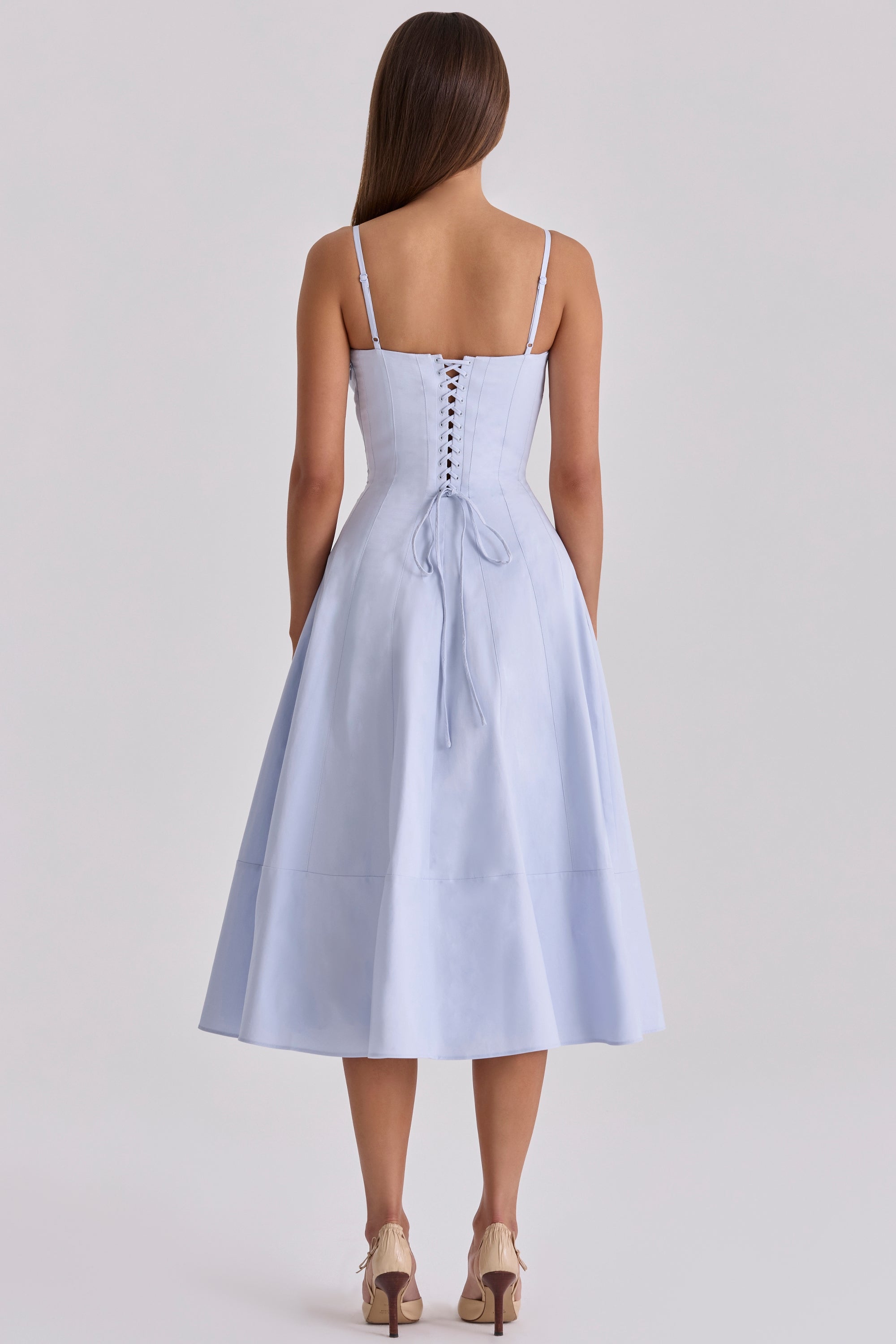 bluebell lace up cotton midi sundress