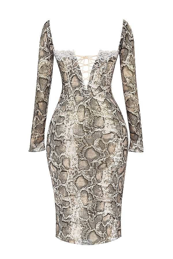 snake print corset dress