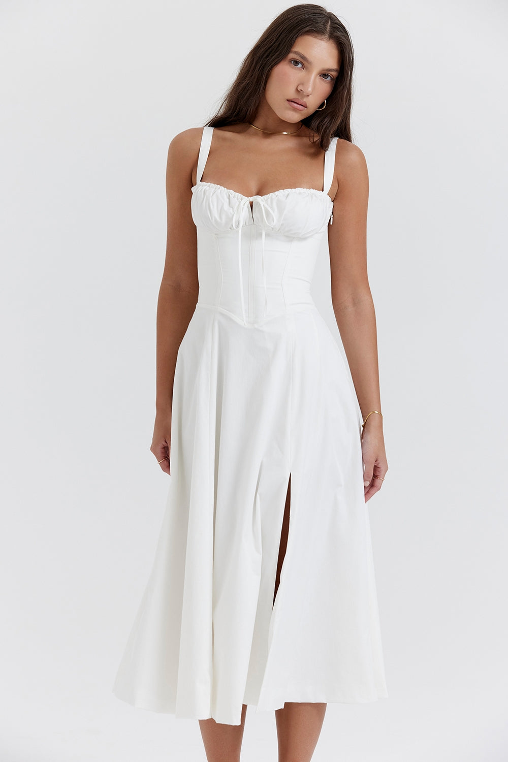 white bustier sundress