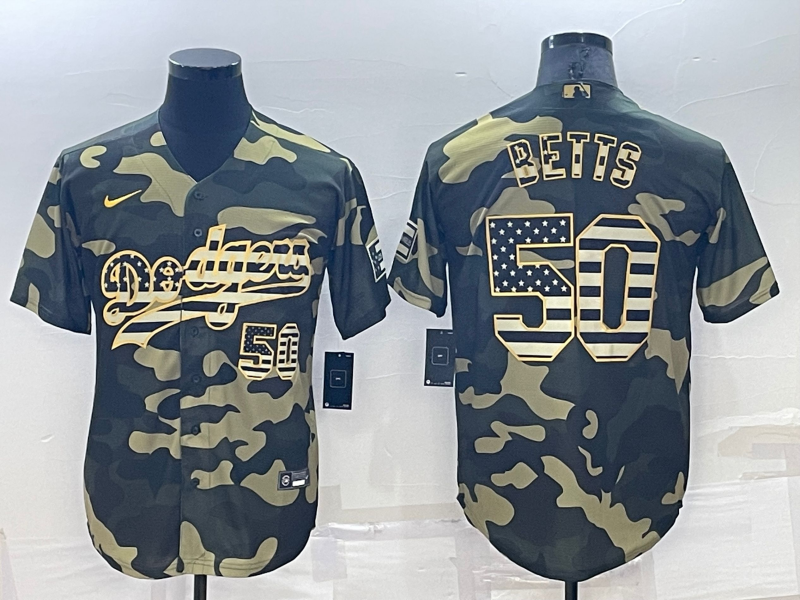 Men's Los Angeles Dodgers Mookie Betts #50 Camouflage Replica Baseball Jersey1