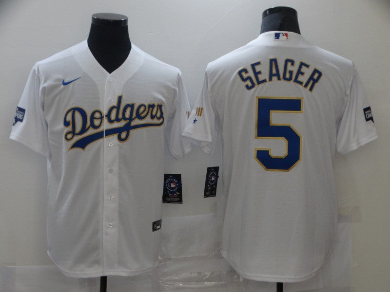 Men's Los Angeles Dodgers Corey Seager #5 White Replica Baseball Jersey1