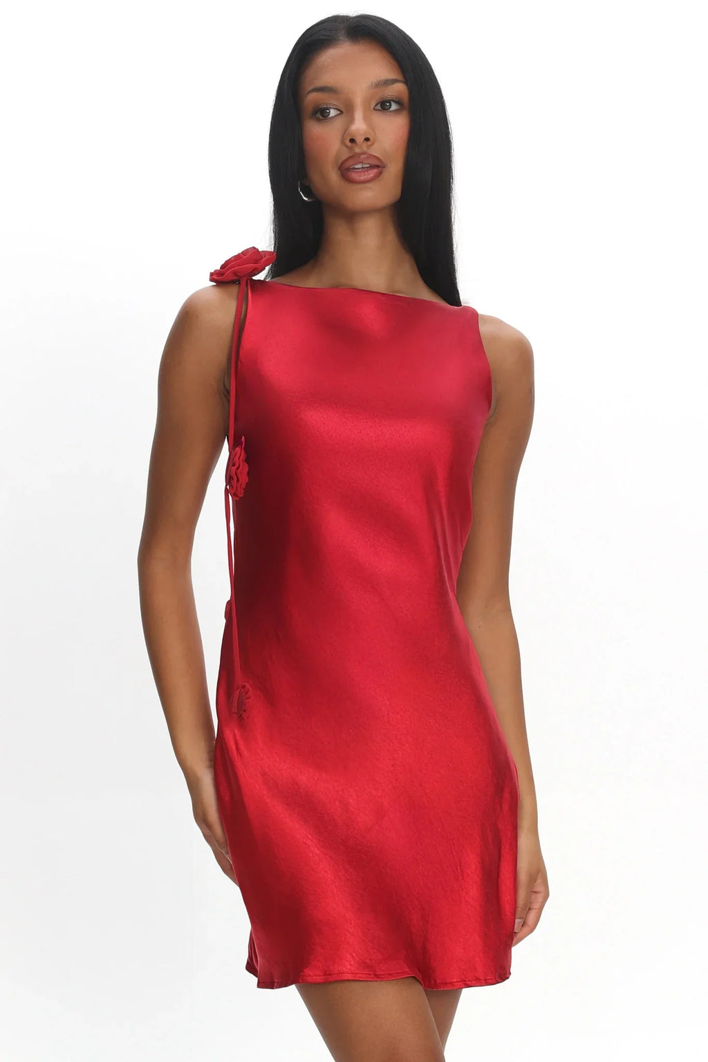 Collecting Memories Backless Rosette String Mini Dress Red
