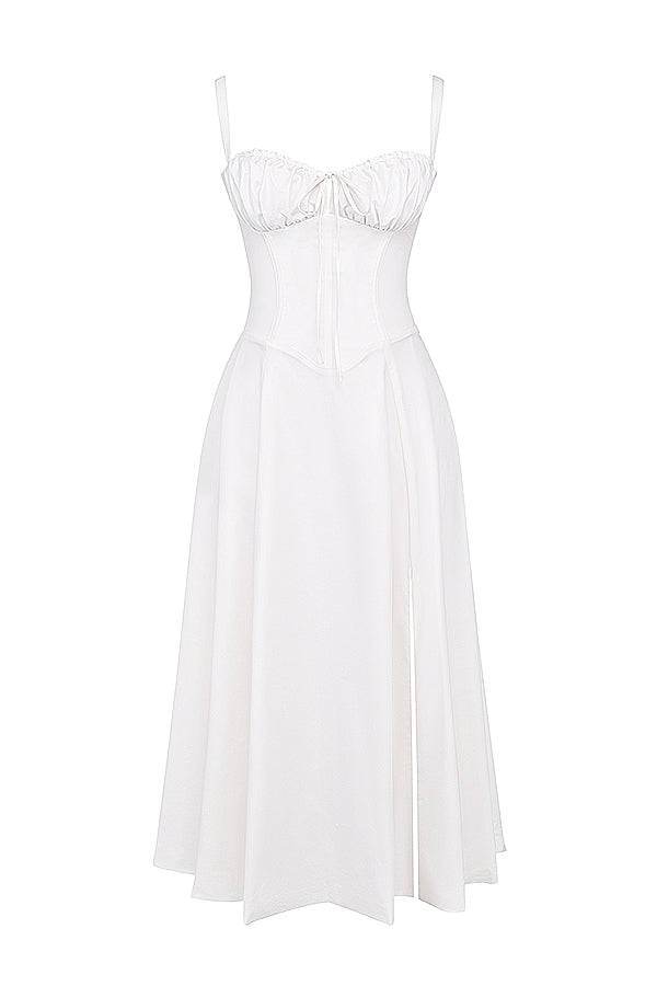 white bustier sundress