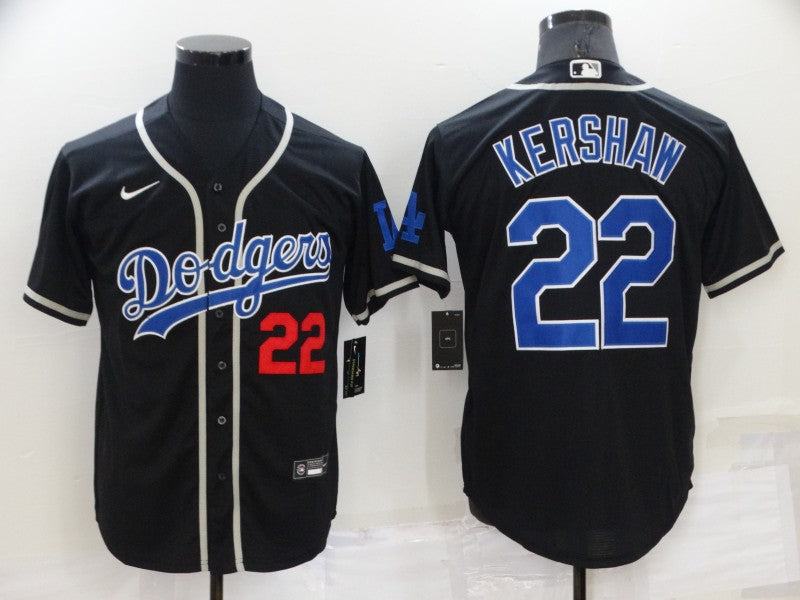 Men's Los Angeles Dodgers Clayton Kershaw #22 Black Game Player Jersey1