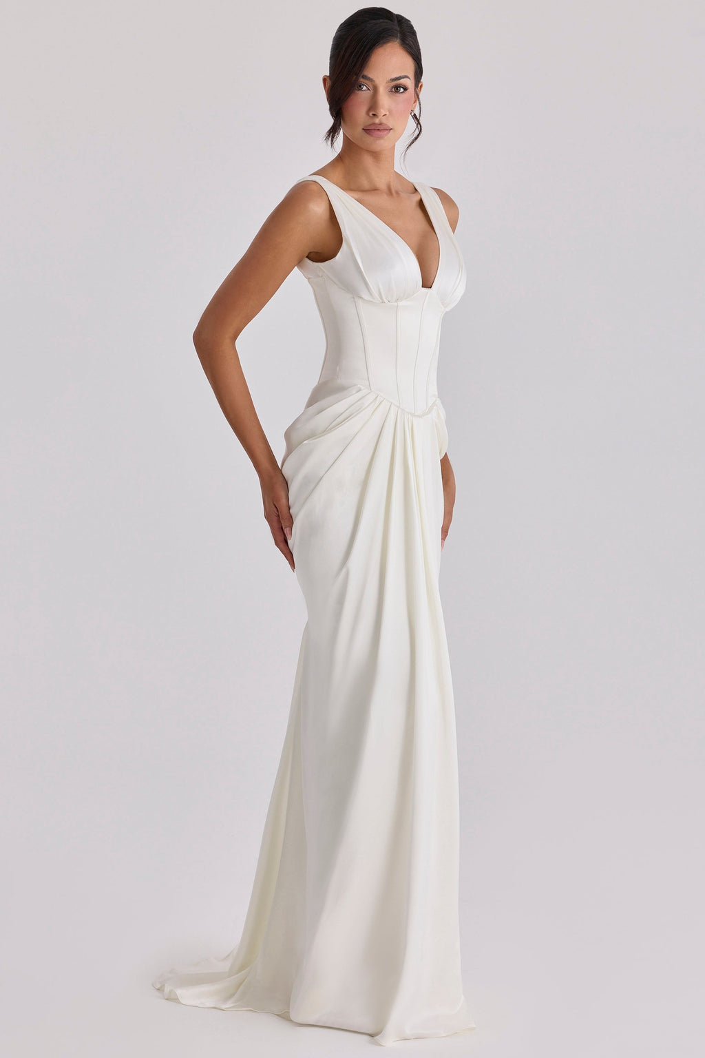 ivory satin corset bridal gown
