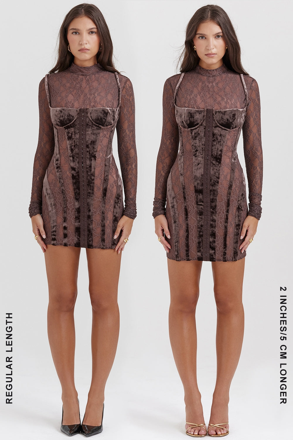 brown velvet & lace corset dress