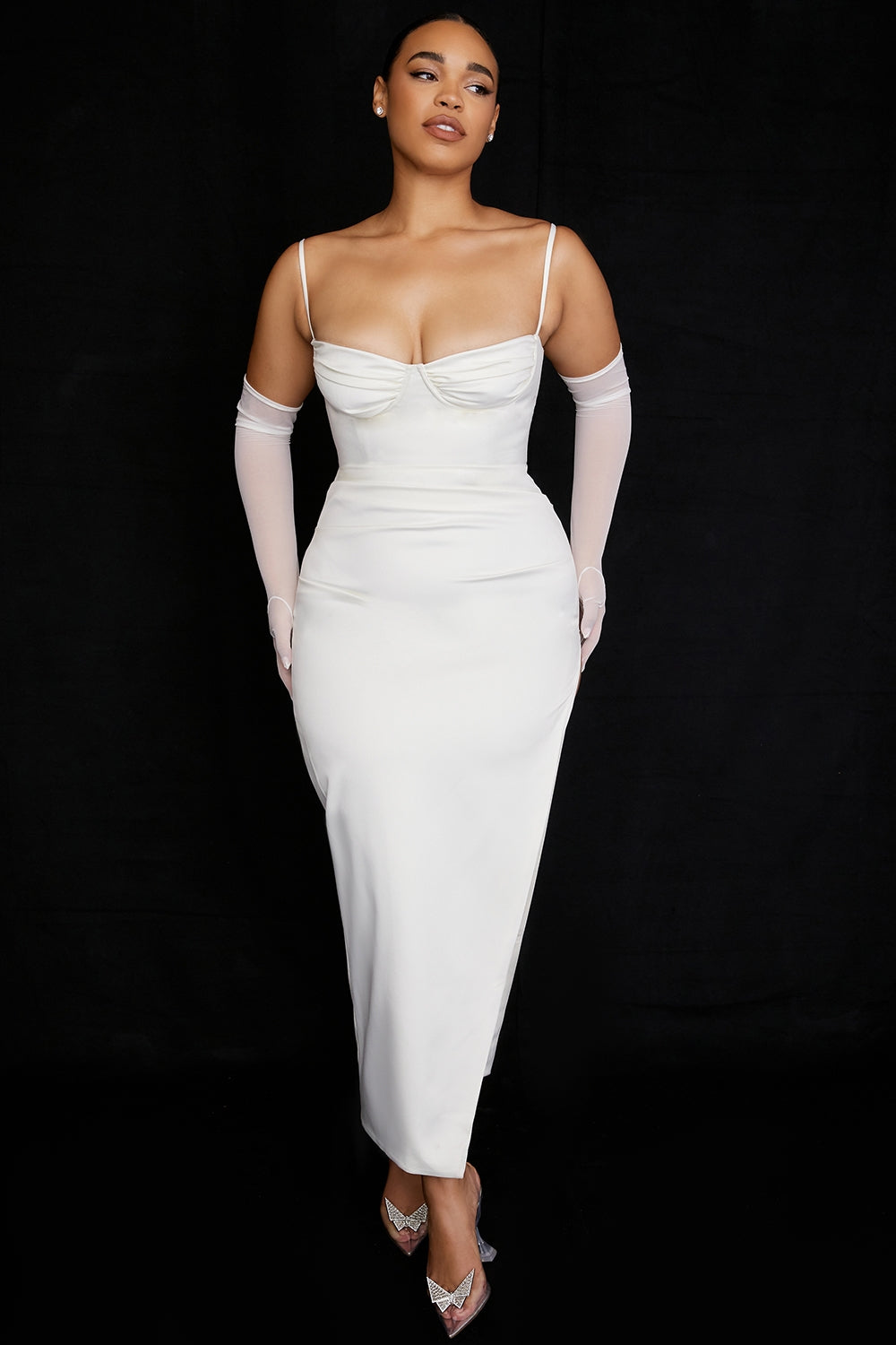 ivory satin corset dress