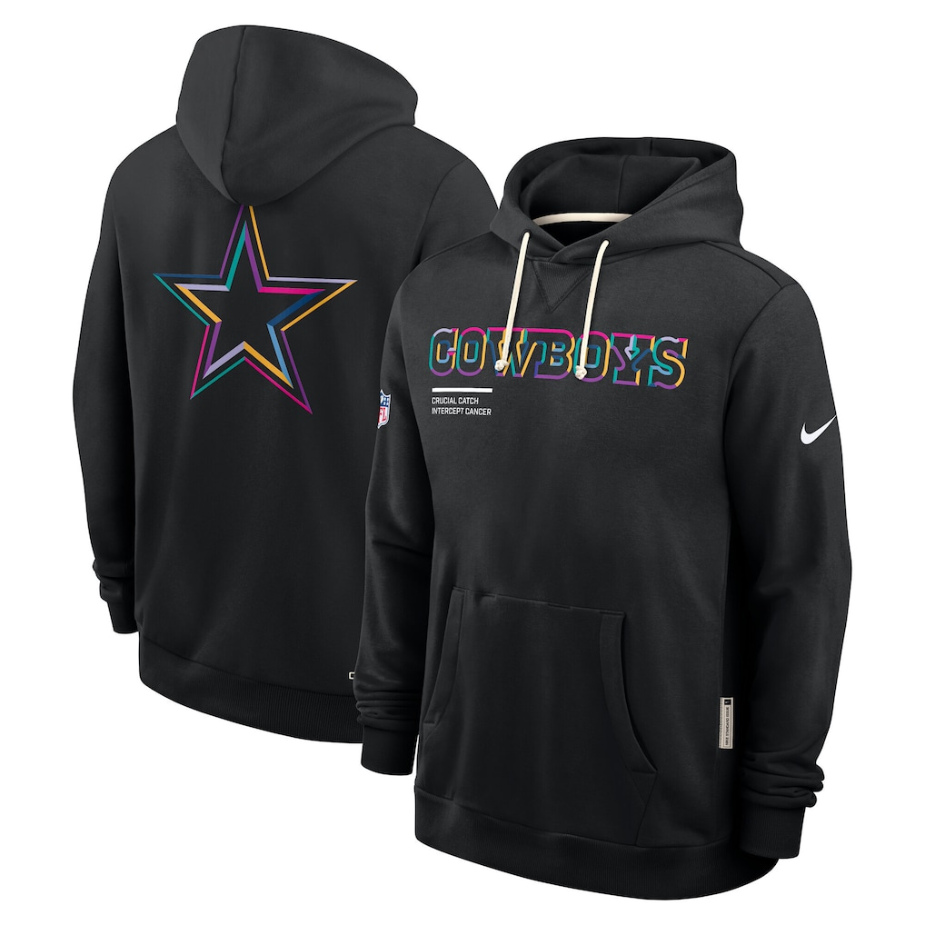Men's Dallas Cowboys Nike Black Tall 2025 NFL Crucial Catch Sideline Standard Issue Dri-FIT Hoodie