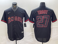 Men's Los Angeles Angels Mike Trout #27 MLB Black Sewn Baseball Jersey