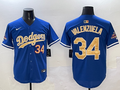 Men's Los Angeles Dodgers Fernando Valenzuela #34 Royal 2025 Gold Collection Limited Jersey