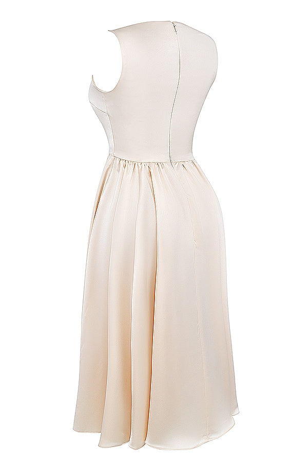 vintage cream midi dress