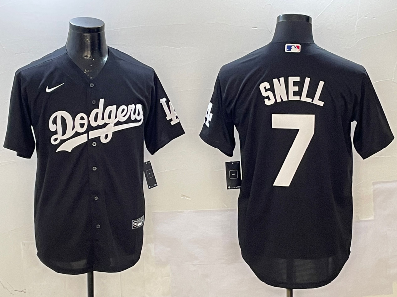 Men's Los Angeles Dodgers Blake Snell #7 Black Replica Player Jersey