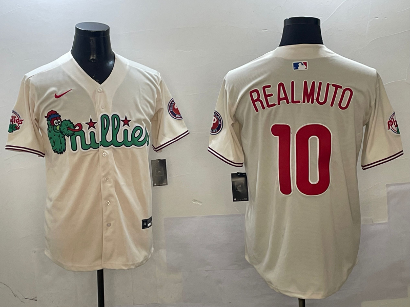 Men's Philadelphia Phillies JT Realmuto #10 Cream Replica Player Jersey