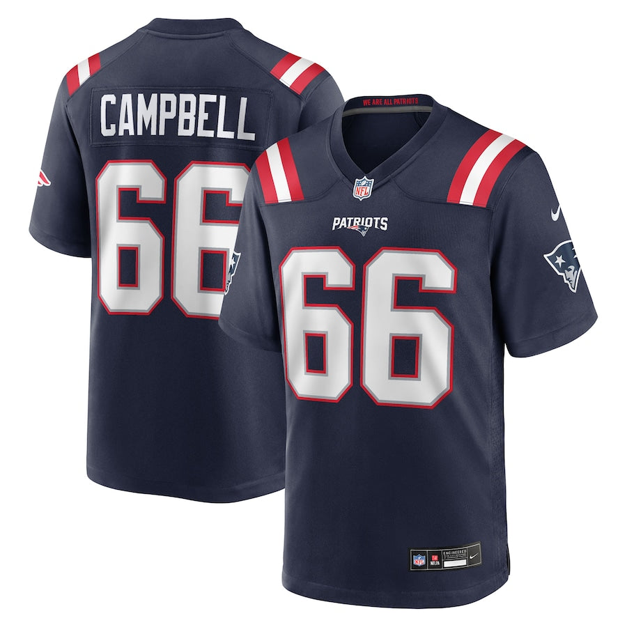 Men's New England Patriots Will Campbell Nike Navy 2025 NFL Draft First Round Pick Game Jersey
