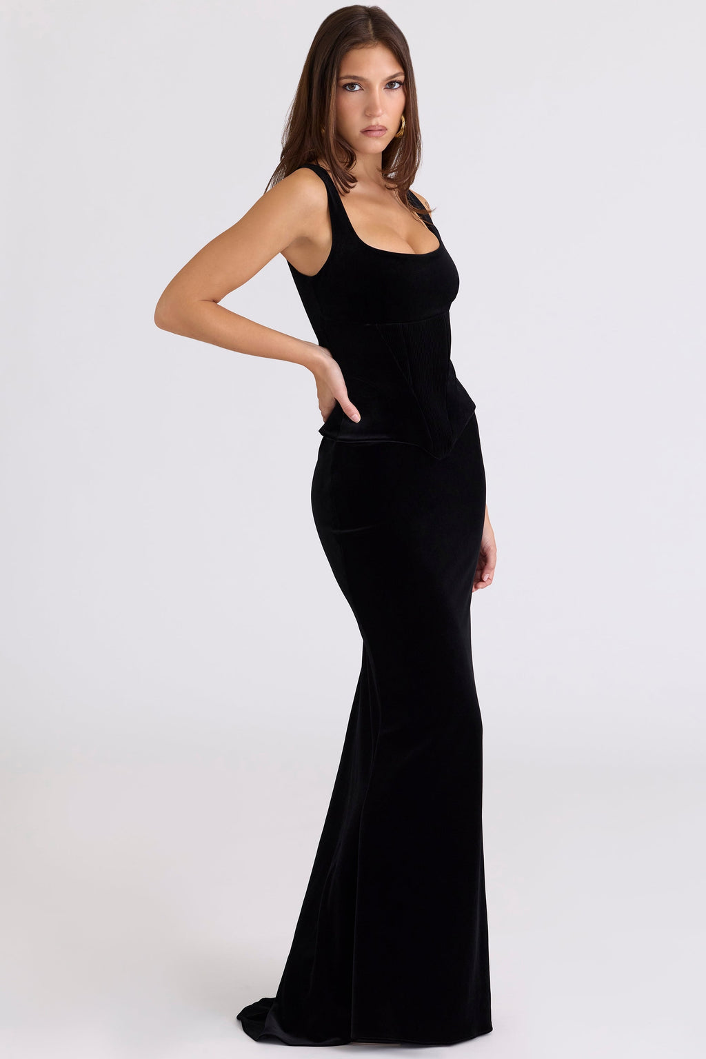 black velvet hourglass maxi dress - limited edition