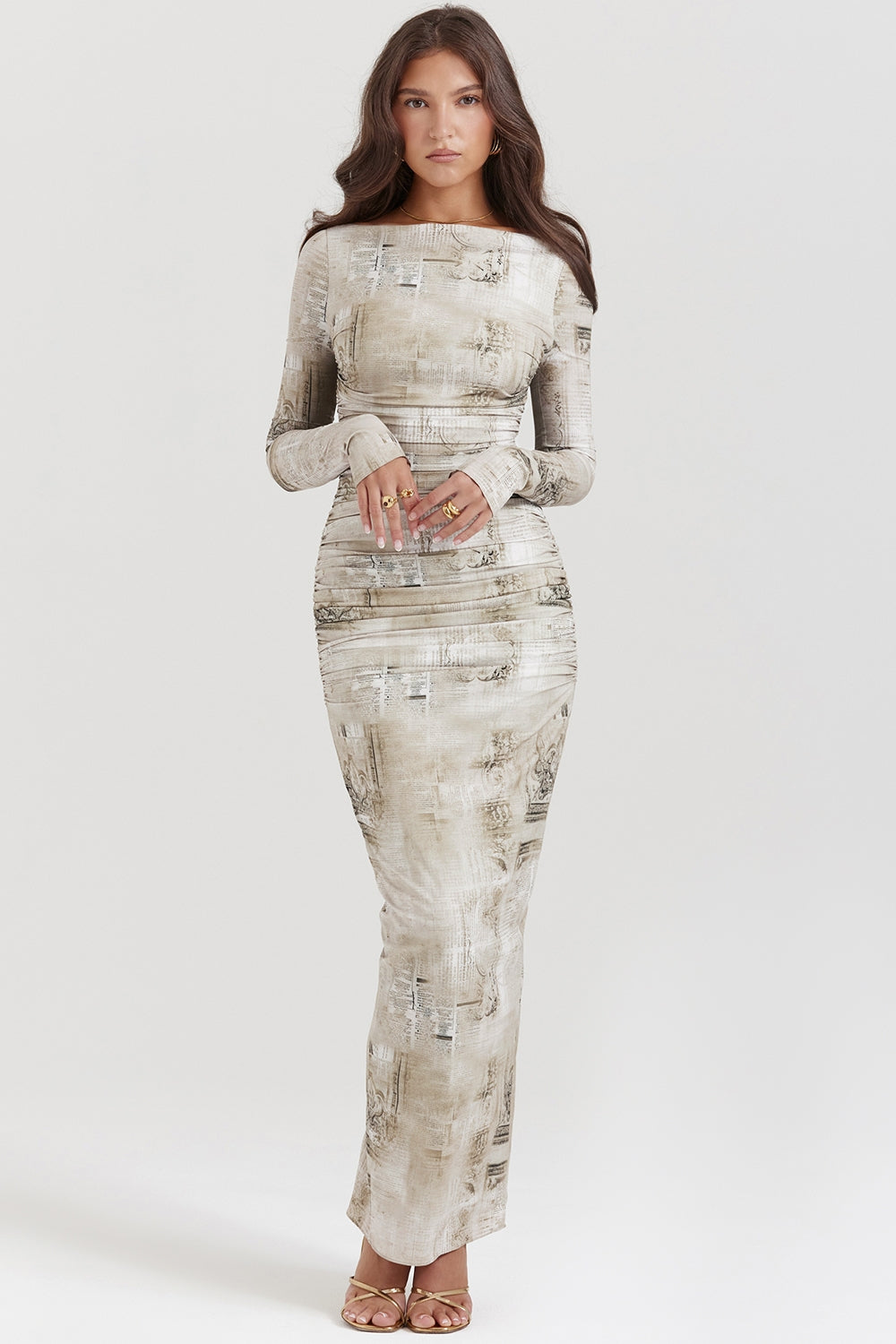 pale sage print maxi dress