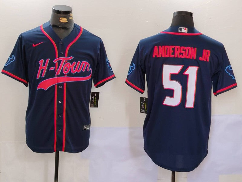 Men's Houston Texans Will Anderson Jr. #51 Navy Game Player Jersey1