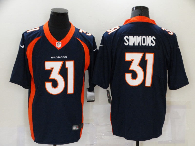 Men's Denver Broncos Justin Simmons #31 Navy Game Jersey1
