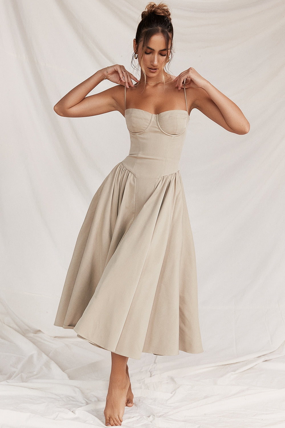 taupe corset sundress