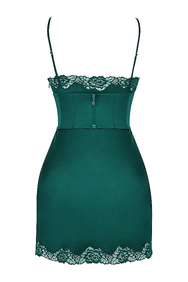 forest satin slip dress