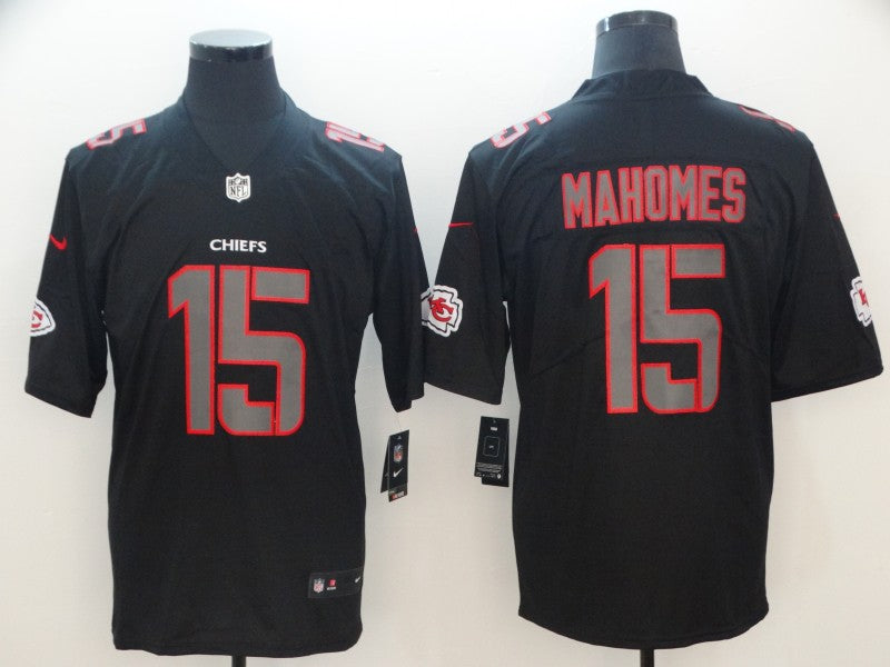 Men's Kansas City Chiefs Patrick Mahomes #15 Black Alternate Game Jersey1