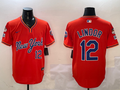 Men's New York Mets Francisco Lindor #12 Orange Replica Player Jersey