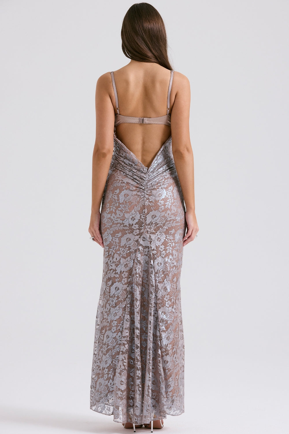 ice blue lace godet gown