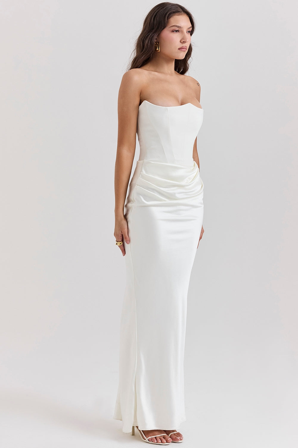 ivory strapless corset dress