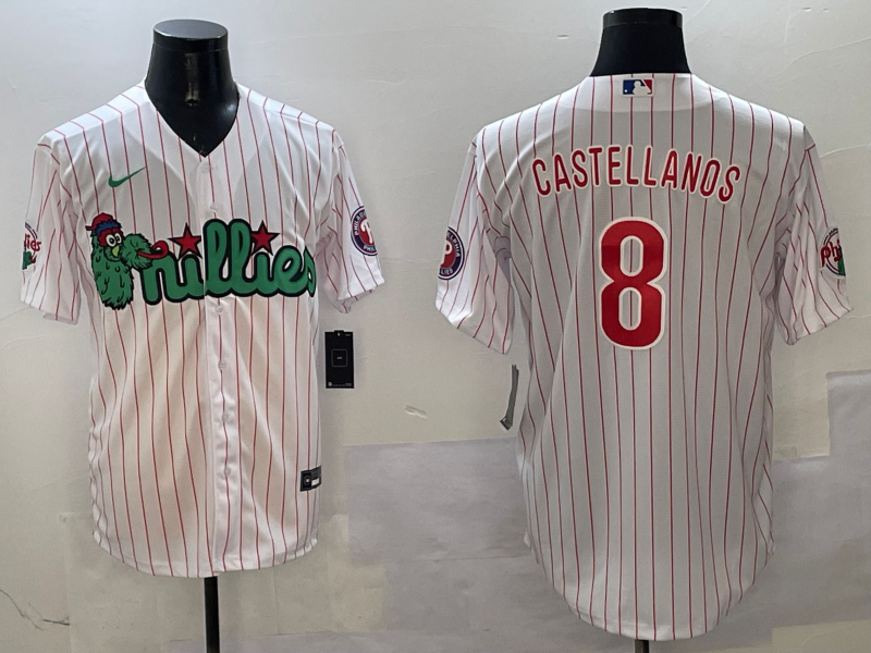 Men's Philadelphia Phillies Nick Castellanos #8 White Replica Player Jersey