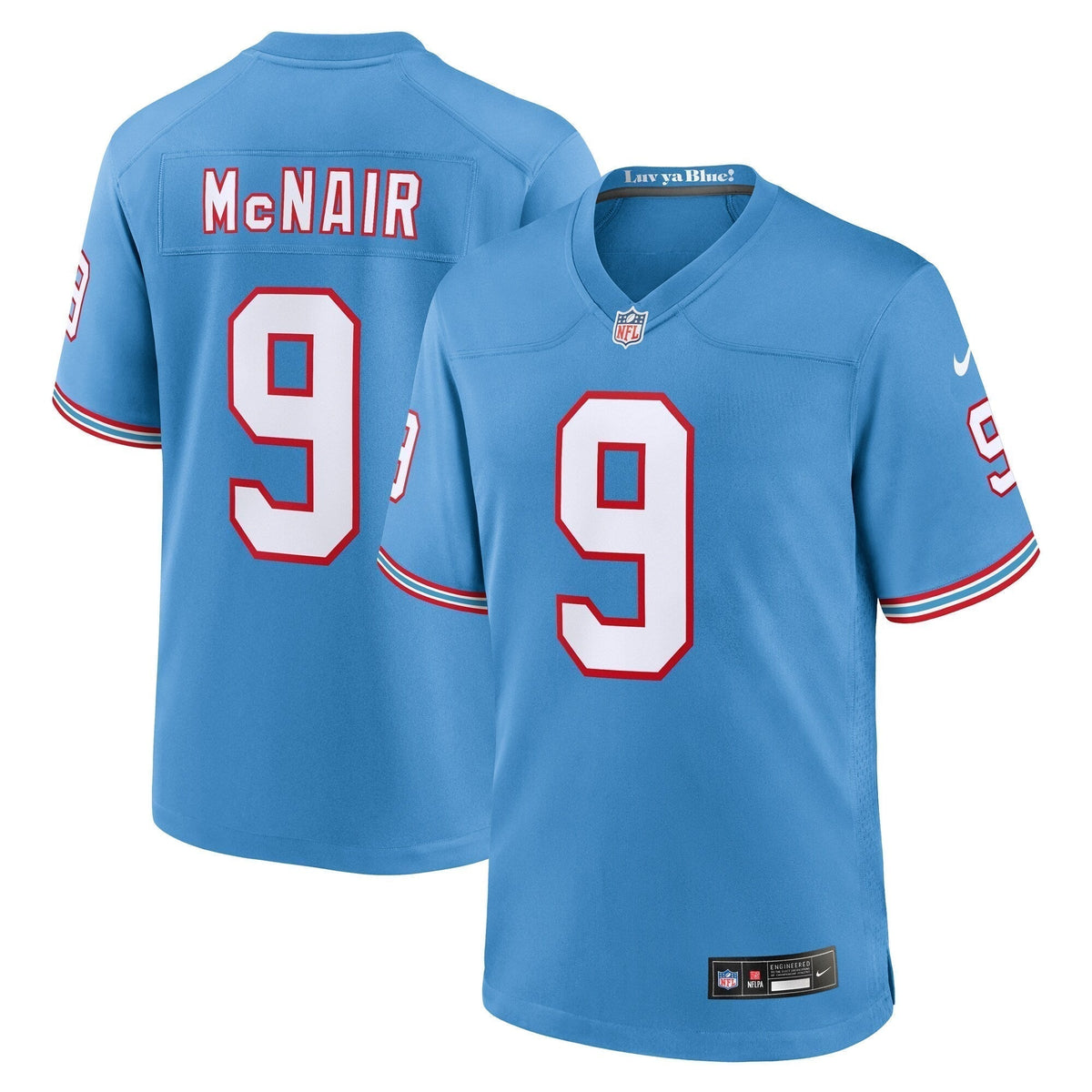 Steve McNair Tennessee Titans Nike Oilers Throwback Retired   Game Jersey - Light Blue