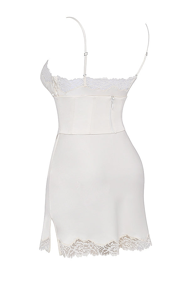 ivory satin slip dress