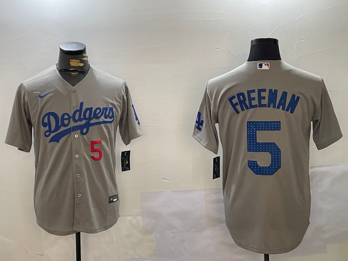 Men's Los Angeles Dodgers Freddie Freeman #5 Gray Team Game Jersey