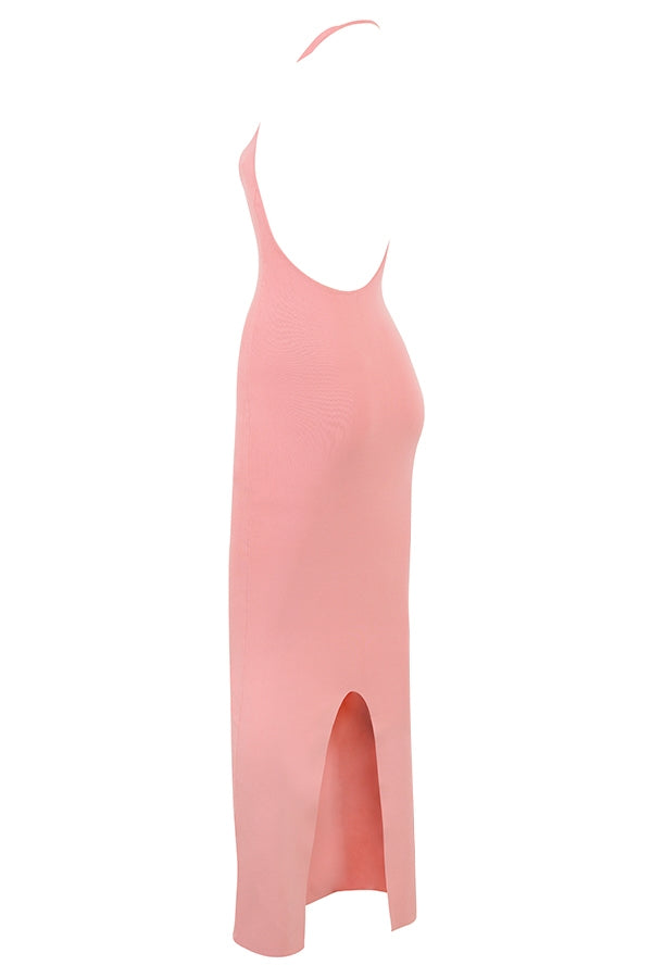 apricot plunge maxi dress