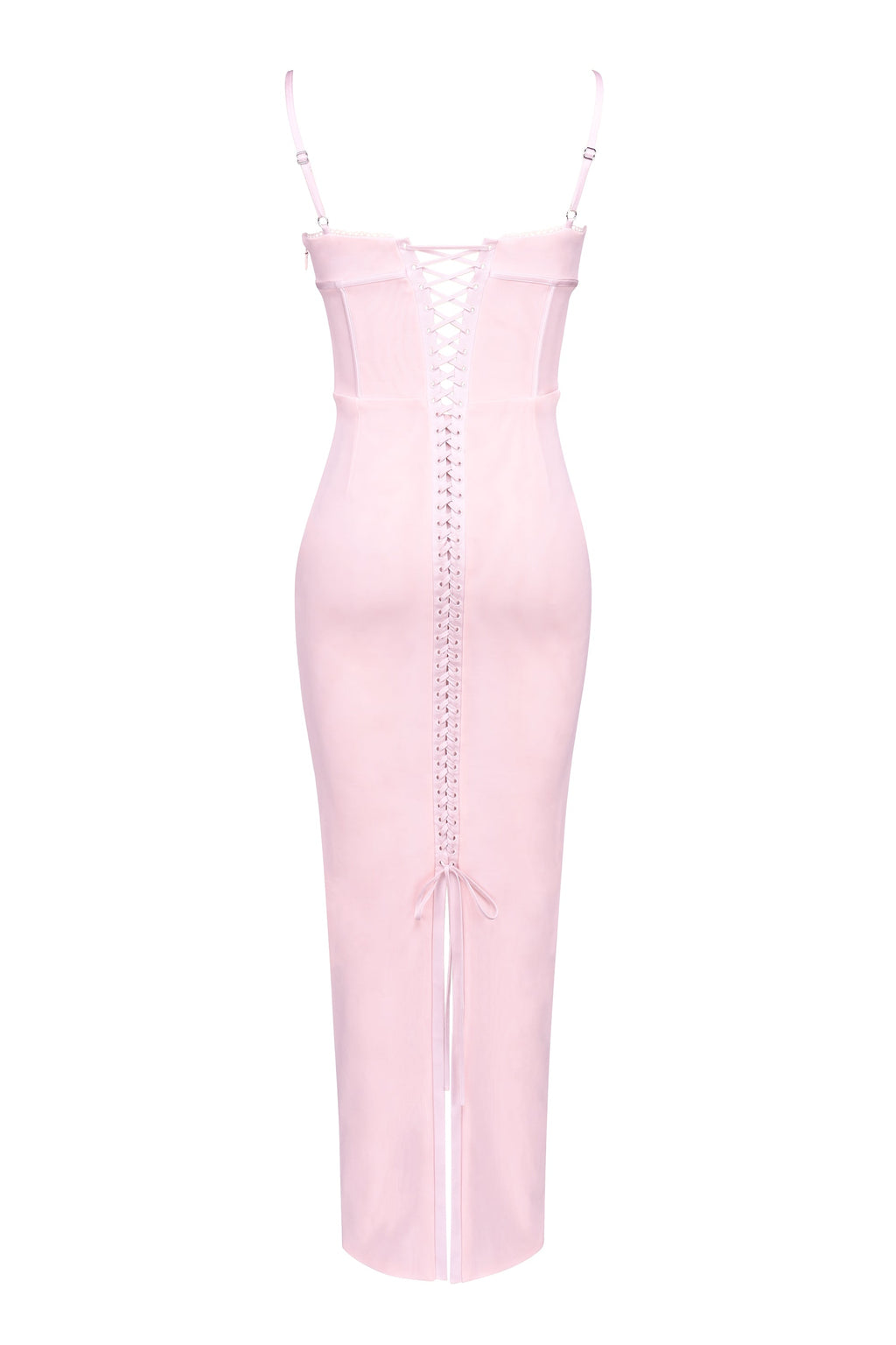 pink mesh bodycon maxi dress