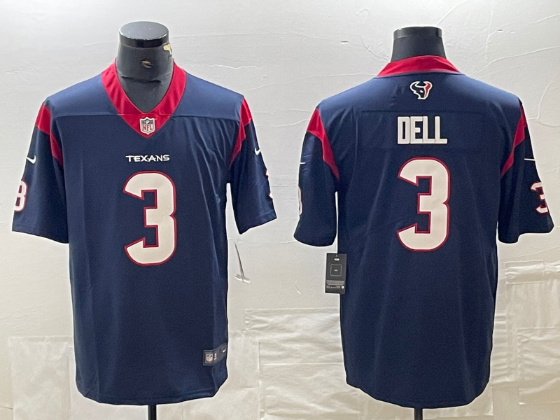 Men's Houston Texans Tank Dell #3 Navy Player Game Jersey1